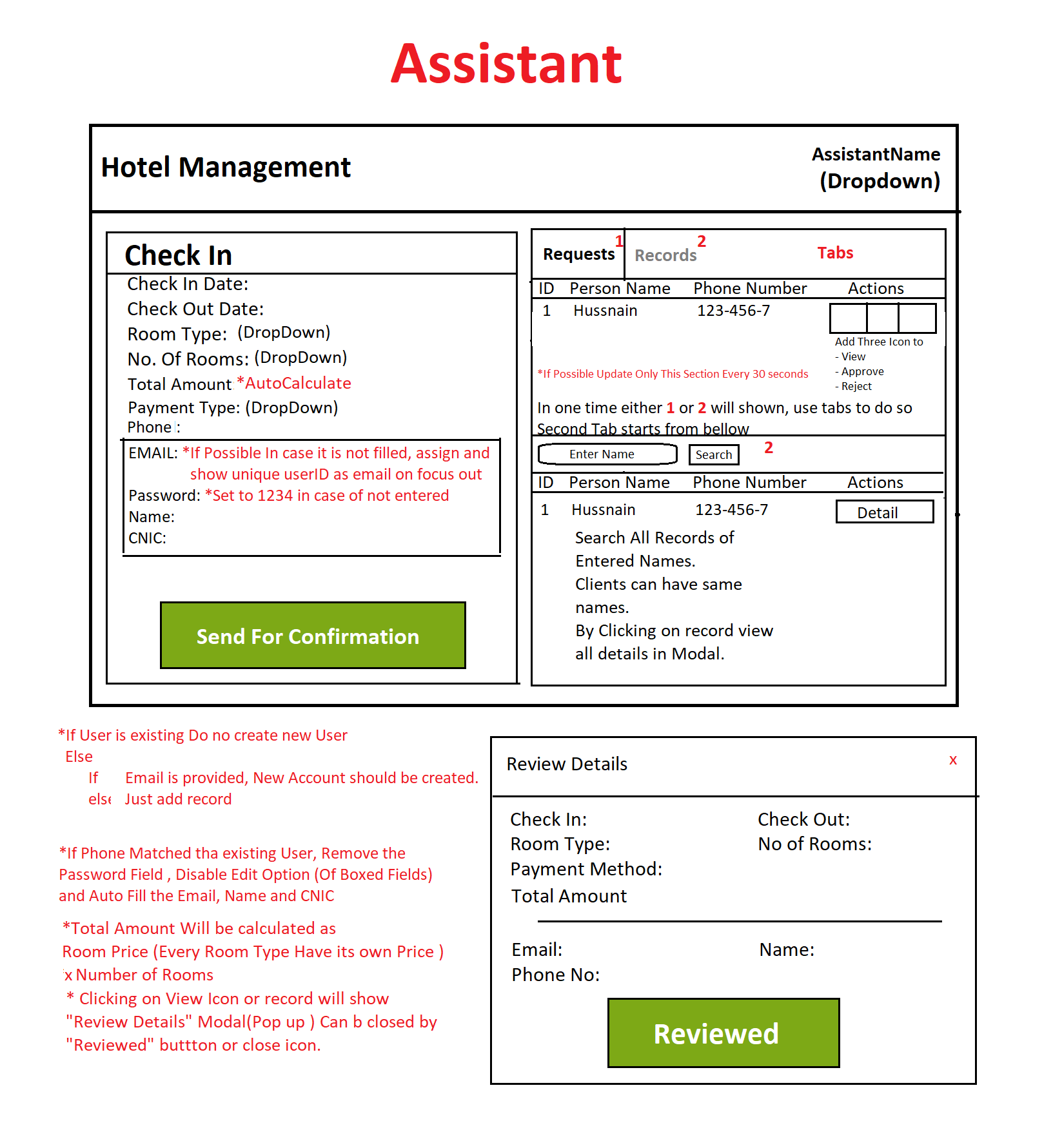 Hotel Management project screenshot